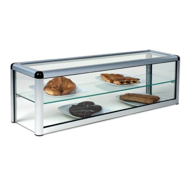 Vitrina neutra moldura plateada 2 pisos largo 106 cm. Yostin®