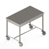 thumbnail of REALINOX Table centrale std 15/10 pieds ronds mobile 2100x600x900