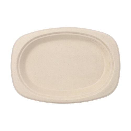 500 Teller, Zuckerrohr "pure" oval 23 cm x 16 cm x 2 cm natur