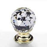 thumbnail of Möbelknopf Kristall Messing 25mm, kristall klar