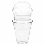 thumbnail of 50x BIO Trinkbecher 300ml + Domdeckel ohne Loch + Einsatzbecher O 96mm (PLA)