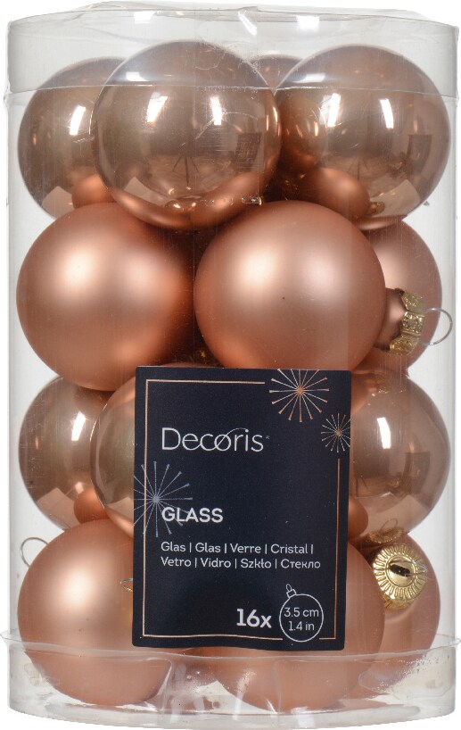 16 Weihnachtskugeln 35mm Glas Christbaumkugeln Weihnachtsbaumkugel Prickelndrosa