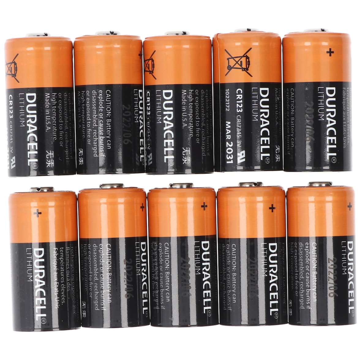 10x Duracell CR123A Lithium Batterie, 3V, Photobatterie CR123 A, im praktischen 10er Streifen
