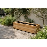 thumbnail of Jardinera rectangular de madera de pino tratada exterior 100x40x35 cm marrón 97 L