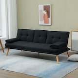 thumbnail of Sofá Cama 3 Lugares com Encosto Ajustável Apoio para os Braços Desmontável e 2 Suportes para Copos 181x77x78 cm Cinza