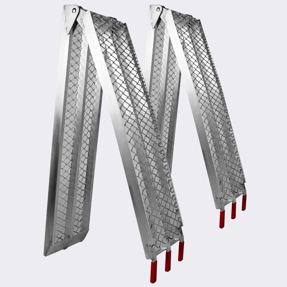 Helloshop26 - Set di 2 rampe di carico pieghevoli multiuso in alluminio con barra di sicurezza 226 cm fino a 680 kg 3416087