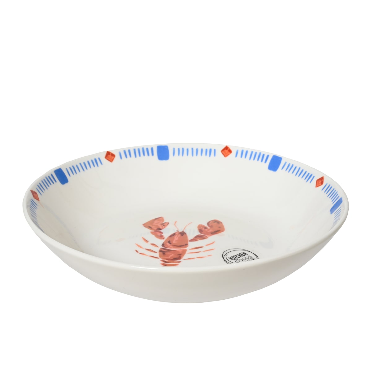 Schale 20,4x4,5cm Porzellan Hummer Motiv - Schale Müslischale Dekoschale Dessertschale Speiseschale Frühstücksschale Geschirr Weiß Rot Blau