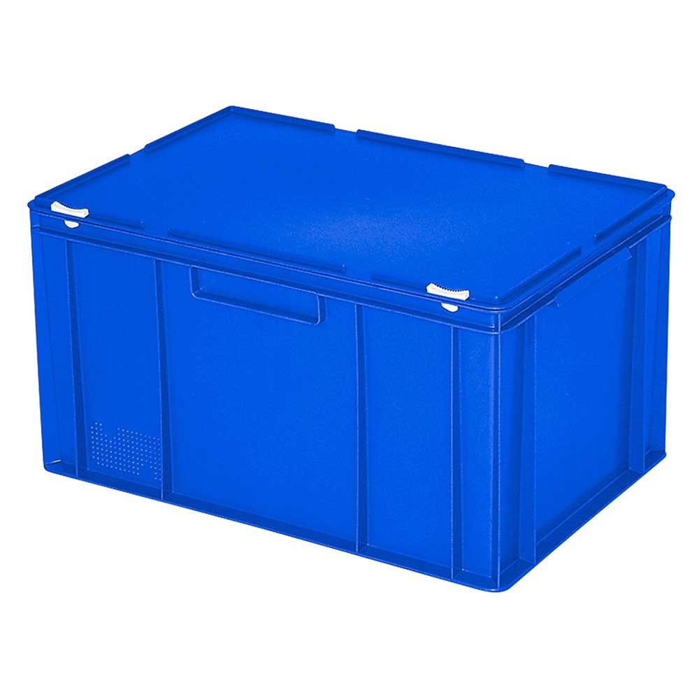 Eurobehälter/Eurobox mit Scharnierdeckel, lebensmittelecht, Industriequalität, LxBxH 600 x 400 x 330 mm, blau