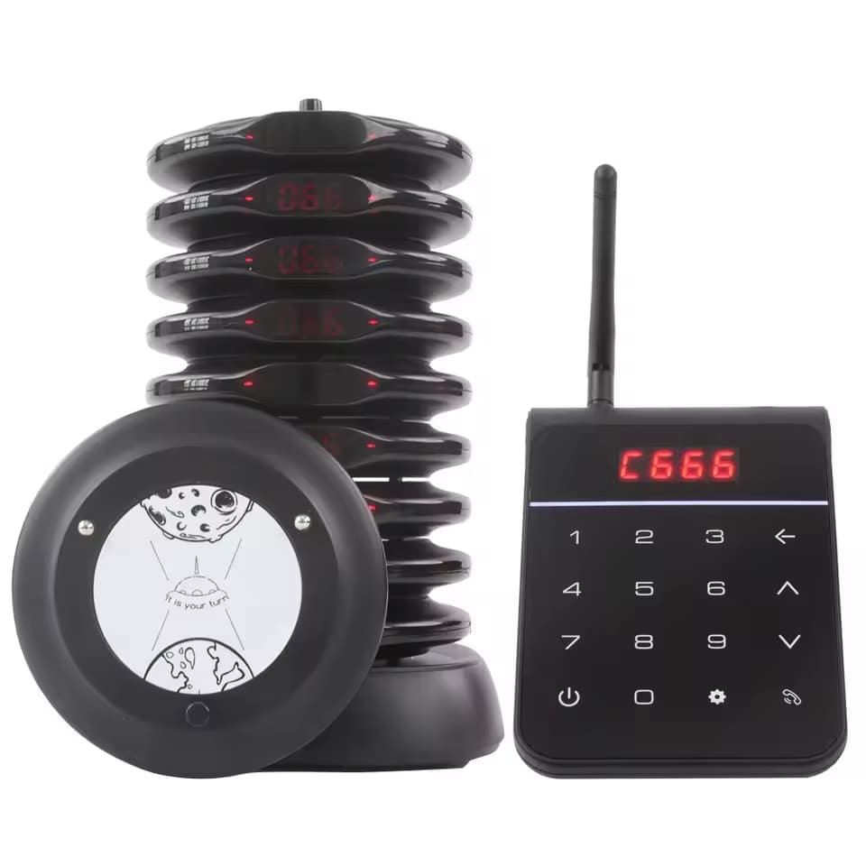 Juego de 10 diales de llamada para restaurante / Beeper / Pager con alcance de 500m y teclado independiente.