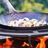 thumbnail of WOK Pfanne für Gasherd Grill D: 32cm Eisen mit Holzgriff Schwenkgriff