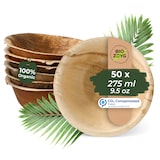 thumbnail of BIOZOYG 50 Stück runde Einwegschalen Palmblattschalen 275ml für Partys, umweltfreundliches Biogeschirr, Einmalgeschirr, biologisch abbaubar