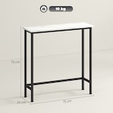 thumbnail of HOMCOM mesa consola moderna consola recibidor estrecha con superficie con efecto mármol y marco de metal 75x24x76 cm blanco y negro