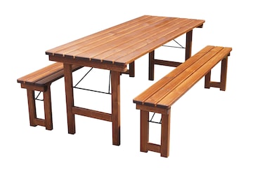 METRO PROFESSIONAL 3-delige biertentset, 1 biertafel 180 x 70 cm, 2 bierbanken 180 x 27.5 cm, donkerbruin