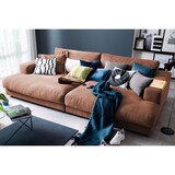 thumbnail of KAWOLA Big Sofa XL MADELINE mit Holztablett natur für Armlehne Stoff cognac