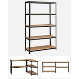 thumbnail of UAC Schwerlastregale 200 x 120 x 60 cm bis 875 kg belastbar, Stecksystem, Lagerregal, Werkstattregal, 5 verstellbare Ablagen, Metallregal, schwarz