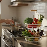 thumbnail of Relaxdays Obstkorb Etagere 2-stöckig, Obstschale für die Küche, moderner Metallkorb für Obst und Gemüse, Metall, weiß