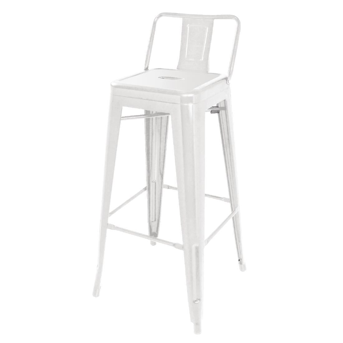 Bolero Bistro stalen barkrukken met rugleuning, wit (4 stuks)