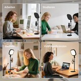 thumbnail of LED Schreibtischlampe 23x23x65 cm Schwarz mit Handyhalterung 5 Farbtemperaturen 10 Helligkeitsstufen USB Betrieb Memory Funktion Metall stabil
