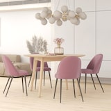 thumbnail of Conjunto de 4 Cadeiras de Sala de Jantar Modernas Cadeiras Estofadas em Veludo com Encosto Alto e Pés de Aço 50x52x83 cm Rosa