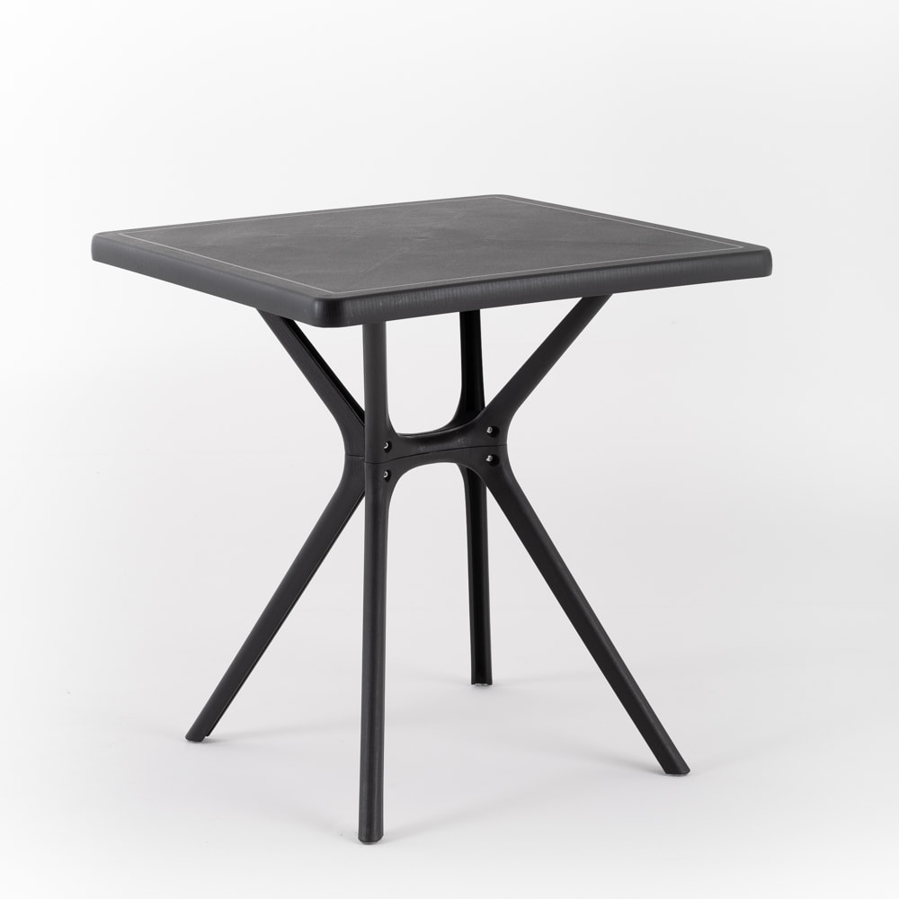 Tavolo da esterno LUCAS 80X80, resina con fibra di vetro, quadrato, robusto e resistente nel tempo, ideale per giardini, bar e ristoranti - Nero