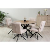 thumbnail of Uitschuifbare ronde tafel Ø120 cm, verlengbaar tot 160 cm, licht houten blad en zwarte metalen X-poten, modern en functioneel design – SEBASTIAN/Zwart