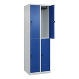 thumbnail of C+P Spind Classic PLUS, 4 Abteile, HxBxT 185x60x50cm, Sicherheitsdrehriegel, Hellgrau/Enzianblau von PROREGAL