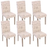 thumbnail of Décoshop26 - Lot de 6 chaises de salle à manger cuisine en tissu crème motif lettrage des pieds en bois clair 04_0000893