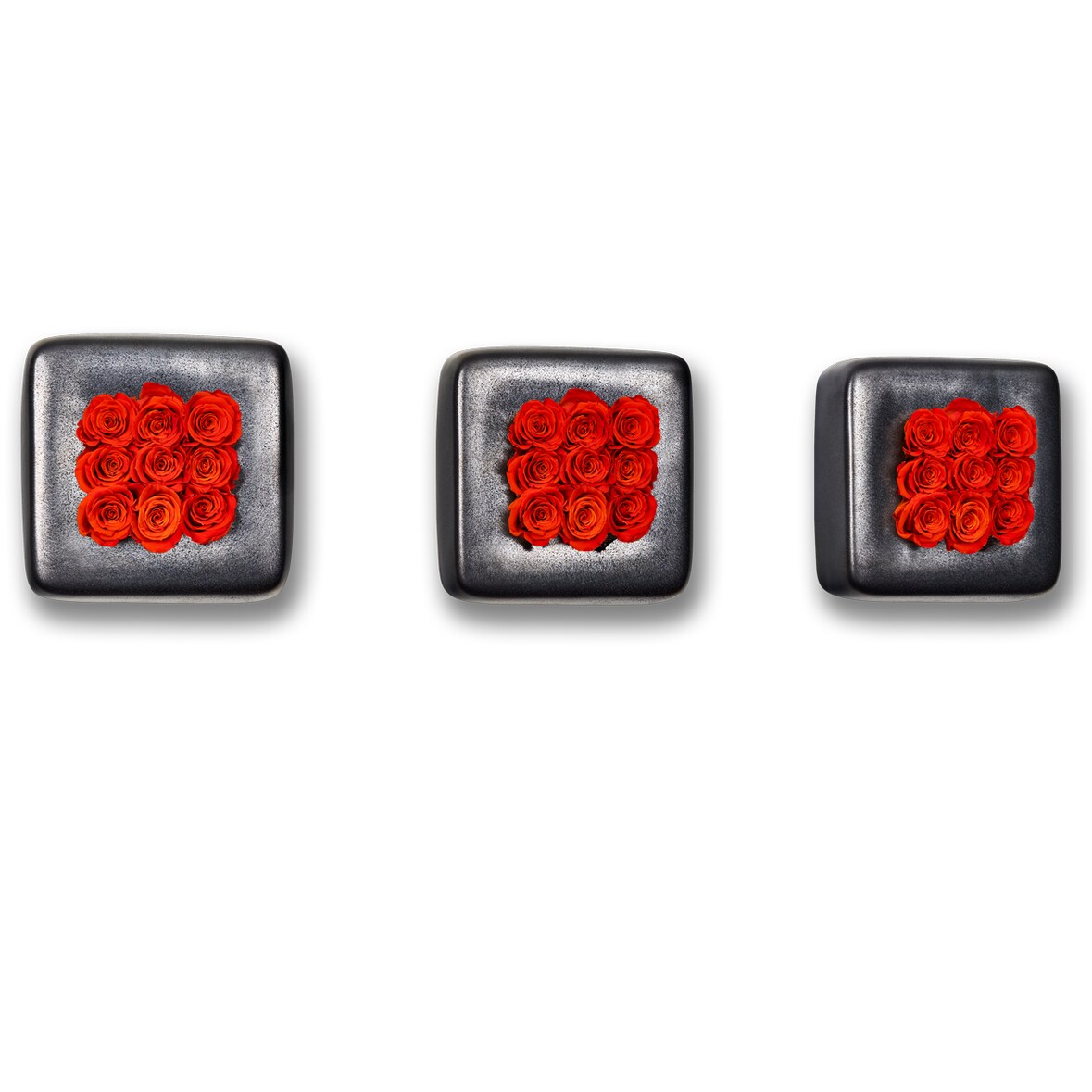 3er-Set Infinity-Bloom Chest - anthrazit/rot - 16x16 cm