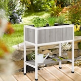 thumbnail of Relaxdays Hochbeet Holz, Pflanzbeet auf Stelzen, HBT: 80,5 x 74 x 38 cm, Garten, Balkon & Terrasse, mit Folie, grau-weiß