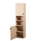 thumbnail of Meuble double vasque 140cm chêne STUDIO suspendu + miroir rond + colonne