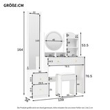 thumbnail of 4-in-1 Schminktisch mit Ganzkörperspiegel und drehbarem Tischspiegel, ergonomischer Hocker, LED-Beleuchtung, Weiß 164x109x36 cm