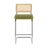 thumbnail of Lot de 2 chaises hautes en acier et velours vert olive