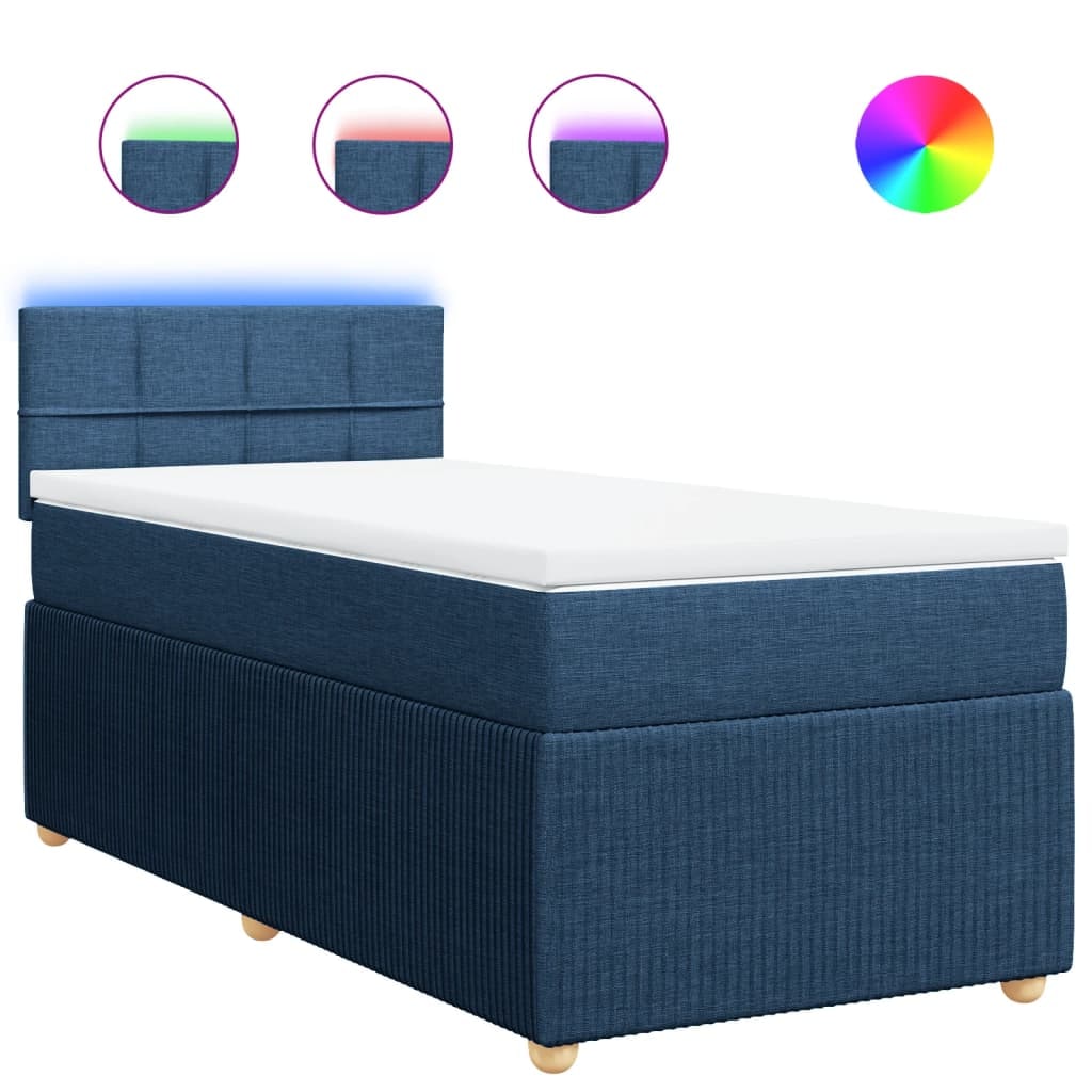 vidaXL Boxspringbett mit Matratze Blau 80x200 cm Stoff