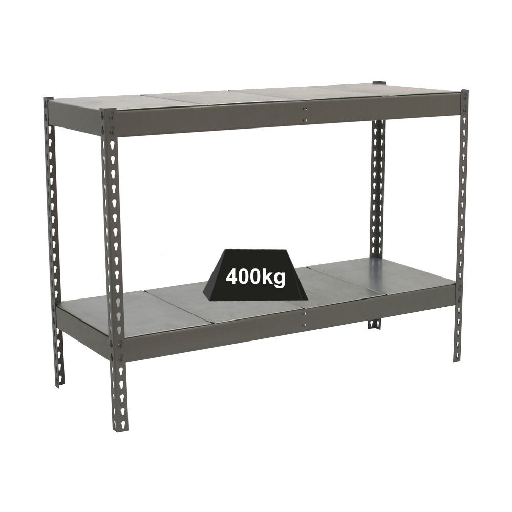 Proregal Schwerlastregal MINI METAL YETI TWO | HxBxT 90x120x45cm | Fachlast 400kg | Grau