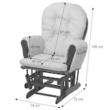 thumbnail of Relaxfauteuil HWC-C76, schommelstoel fauteuil + hocker stof bouclé 480g/m² Oeko-Tex ~ grijs donker frame