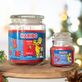 thumbnail of Haribo™ Duftkerze Winter Cherry, 2 Dochte, HxD: 13x10 cm, 100h Brenndauer, Kerze im Glas, Karamell, Kirsche, Orange, rot