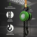 thumbnail of Kettenzug rund 1 t Tragkraft - 3 m Hubhöhe - Einzelbremse HSZ Flaschenzug Hebezug Seilzug