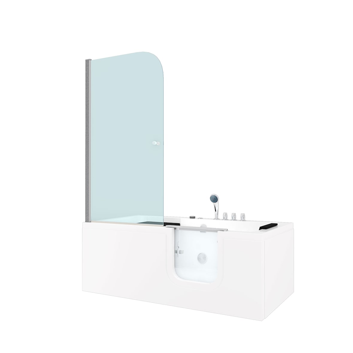 Seniorendusche Kombi Duschkabine Whirlpool Seniorenwanne mit Tür S15D-WP-TH-R-EC 85x160x215 cm MIT 2K Scheiben Versiegelung