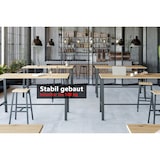 thumbnail of bümö Barhocker 2er Set im Industrial-Design, Barstuhl Asteiche/Rohstahl, Barhocker Holz-Sitz ohne Lehne, Hocker mit Gestell aus Metall belastbar bis