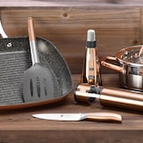 thumbnail of BERGNER - Set 2 Pfannen Ø22/26cm gepresstes Aluminium Grün geeignet für Induktion mit abnehmbarem Griff mit Set 3 Edelstahlmessern mit magnetischer
