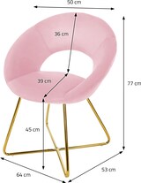 thumbnail of Esszimmerstuhl mit runder Rückenlehne Rosa aus Samt mit goldenen Metallbeinen