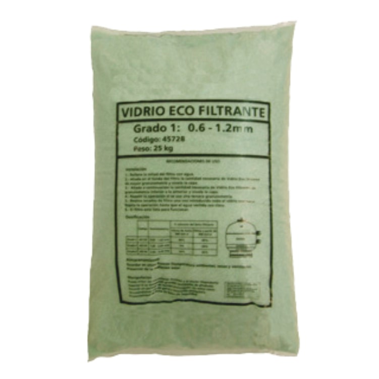 Vidrio eco para filtro piscina 0,6-1,2 MM grado 1 SACO 25KG