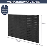 thumbnail of Werkzeugwand Metall Lochwand RUBI - 3 teilige Lochplatte | Werkzeughalter Werkzeuglochwand Werkzeugaufbewahrung 60x120x1cm Schwarz