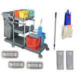 thumbnail of CleanSV Deluxia Profi PE Reinigungswagen LamoSet 40 cm, 1 Laschenmop Halter, 4 x Laschenmop Baumw., 2 Lamo Microfaser, Teleskopstiehl