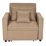 thumbnail of Slaapbank HWC-L90, inklapbare fauteuil slaapbank logeerbed, ligvlak 197x103cm stof/textiel ~ crème-beige