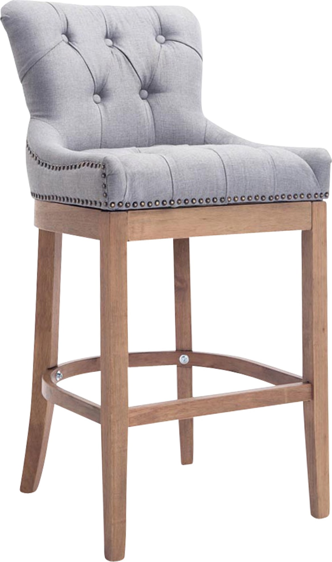 CHEFGASTRO Barhocker CORSICA Stoff, Antik-hell HxBxT 109x55x57cm Stoff Hellgrau Barstuhl