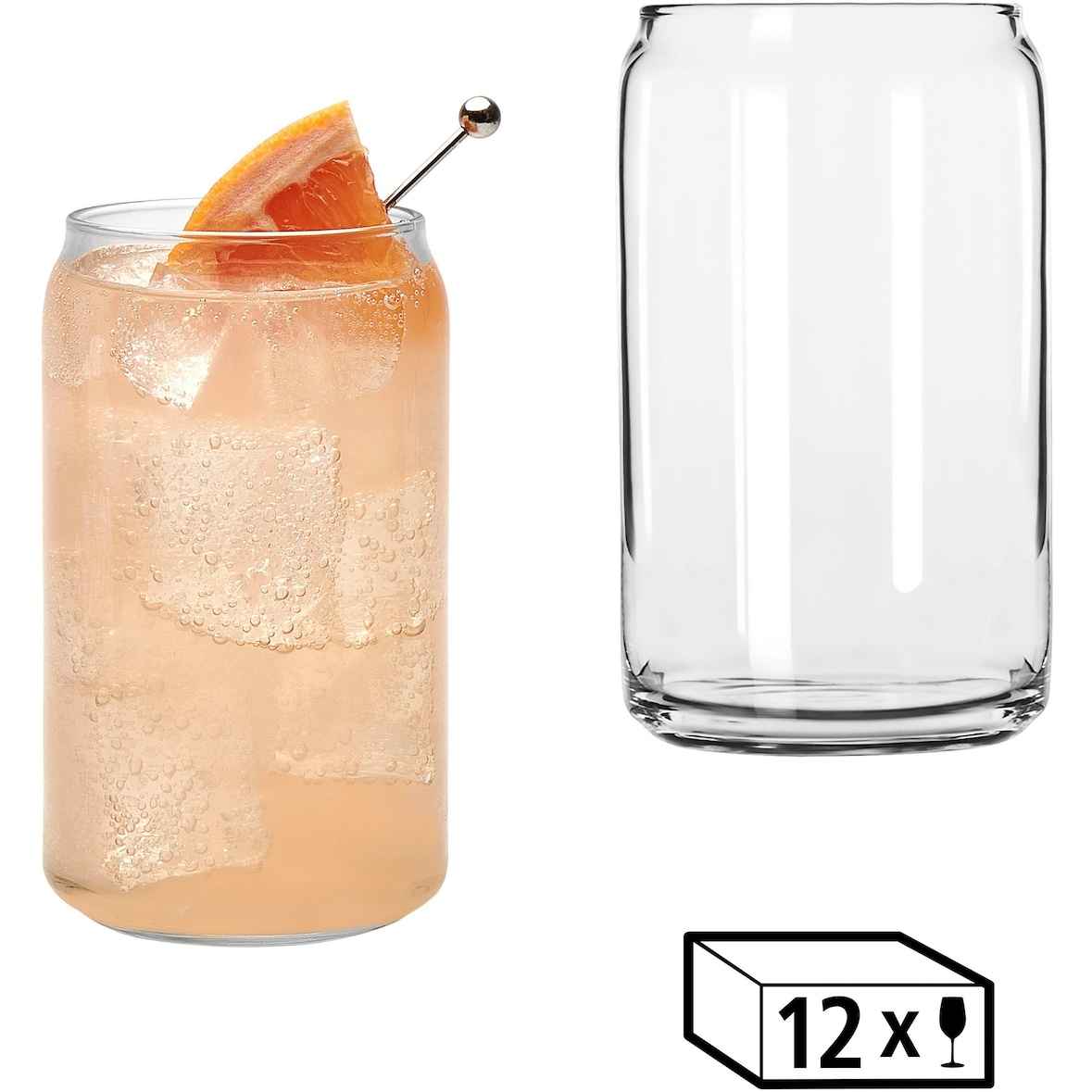 Libbey 12er Set Can Gläser -GLASS CAN- 473 ml, Ø 7,5 cm, H: 13,5 cm