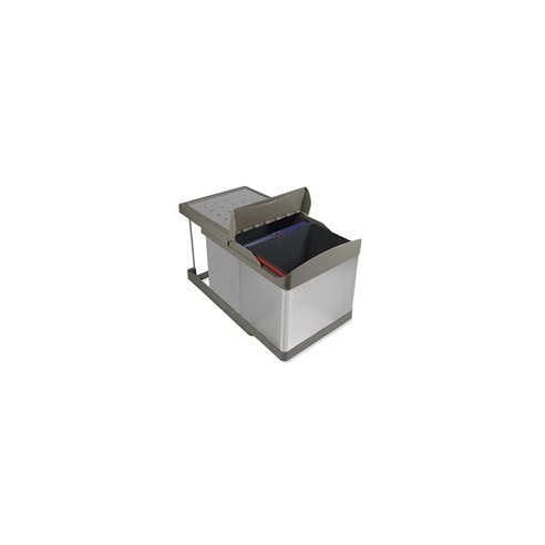 Emuca 8906865 Bac De Tri Sélectif à Fixation Inférieure Et Extraction Automatique Dans Module De Cuisine 2x16litres, Plastique