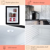 thumbnail of Brooklyn 42 Mini-Kühlschrank Glastür LED Ablage Schwarz