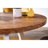 thumbnail of Esszimmertisch rund 130 cm Sheesham Massiv Esstisch, Runder Holztisch mit Metallbeinen, Massivholztisch Esszimmer, Küchentisch